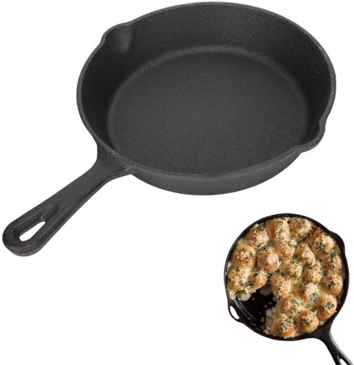 Grillpan Gietijzer - Kleine Koekenpan - Antiaanbaklaag - Druppeltuiten - Ovenveilig - Gelijkmatige Warmteverspreiding
