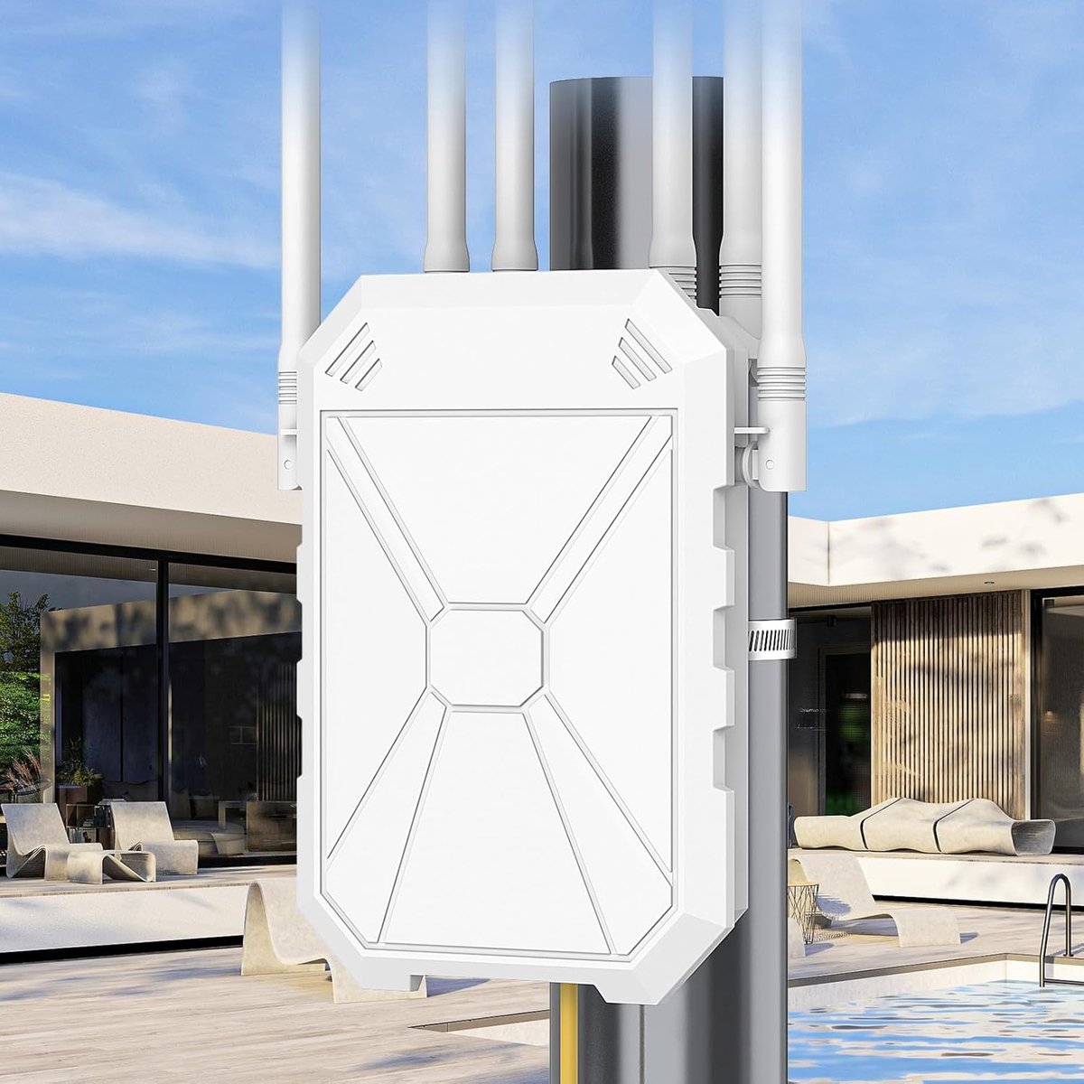 Krachtige Externe Wifi-Repeter met 6 Antennes, Weerbestendig en Gigabit Ethernet