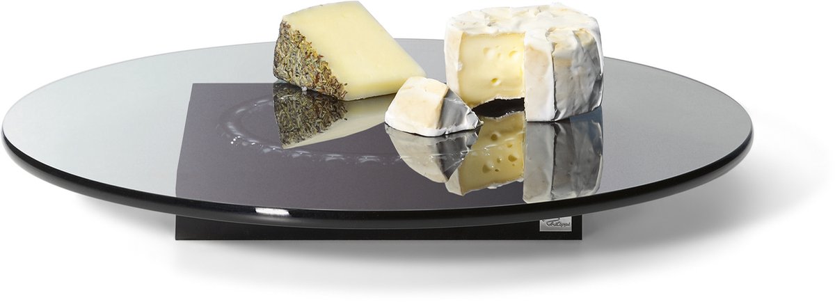 Philippi LAZY SUSI draaiplateau - Serveerschaal - 35 cm - glas - aluminium - zilver - zwart