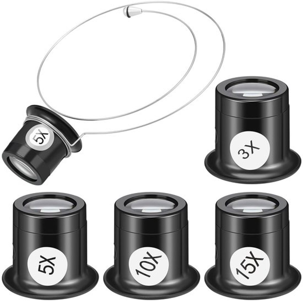 Vergrootglas met stalen beugels - Juweliersvergrootglas - Draagbaar - 4x Vergrootglas - Geschikt voor horlogemakers - Afmetingen 3,90 x 3,80 x 3,80 cm - Juweliersloep