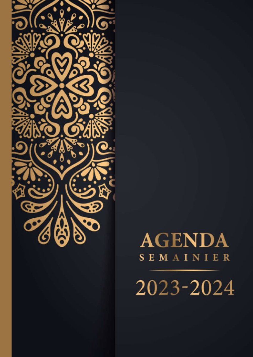 SnelShoppen - Agenda 2023 2024 Semainier Professioneel A4 - Groot Formaat - Juni 2023 tot December 2024 - Zwarte Mandala met Gouden Accenten - Perfect