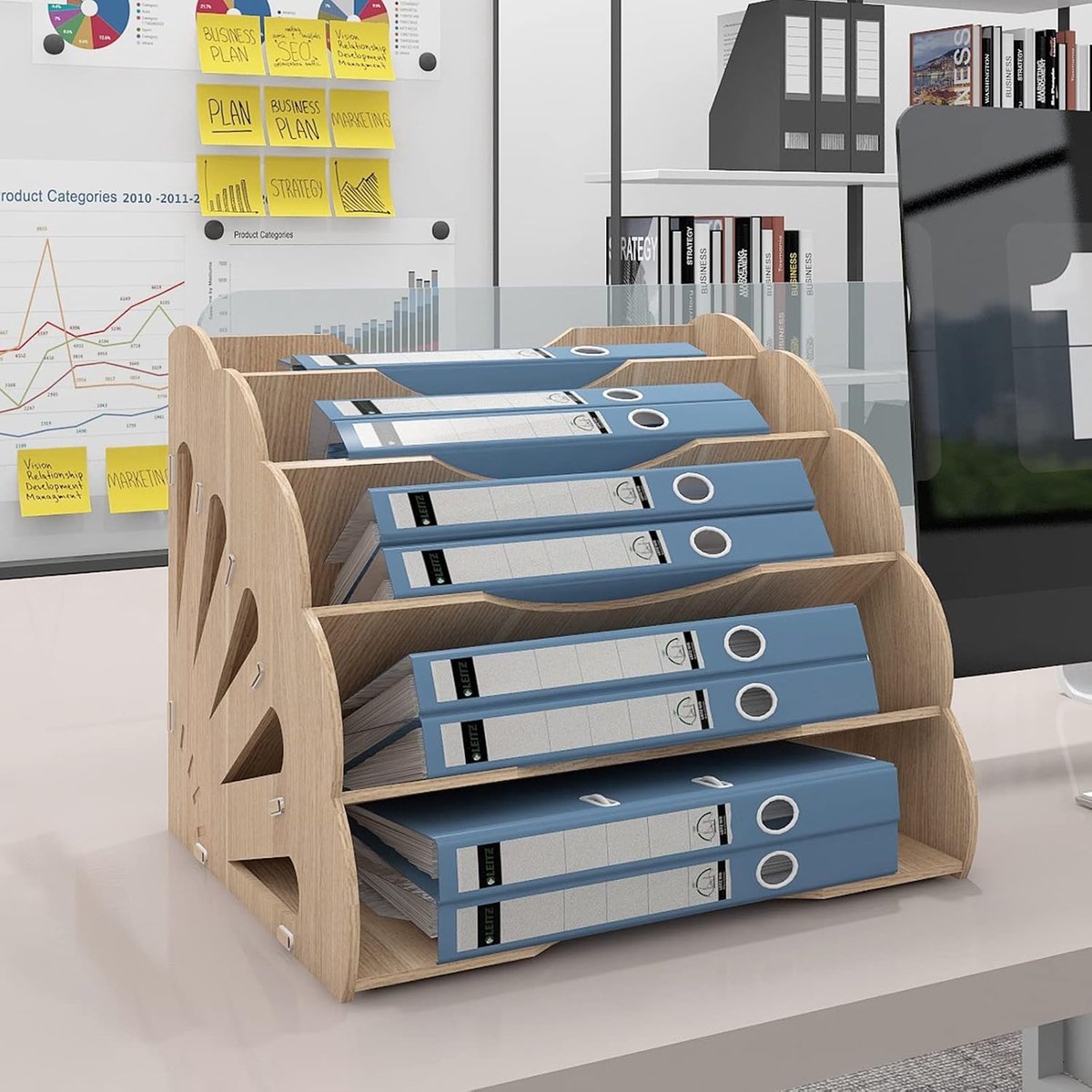 Bureau Document Organizer - Multi-laags Hout - A4 Opbergstandaard - Perfect voor Kantoor en Thuis - SnelShoppen