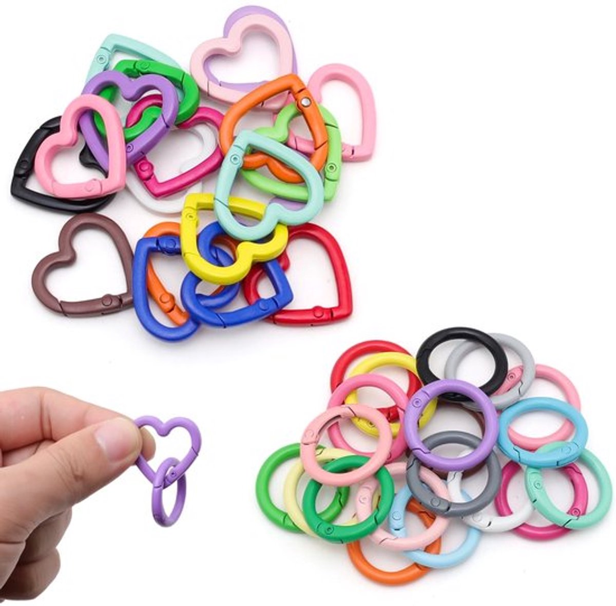 Sleutelringen 40 Stuks - Mini-Karabijnhaken - Kleurrijk - Robuust - Lichtgewicht - Voor Sleutelhangers/Accessoires - Sleutelhanger