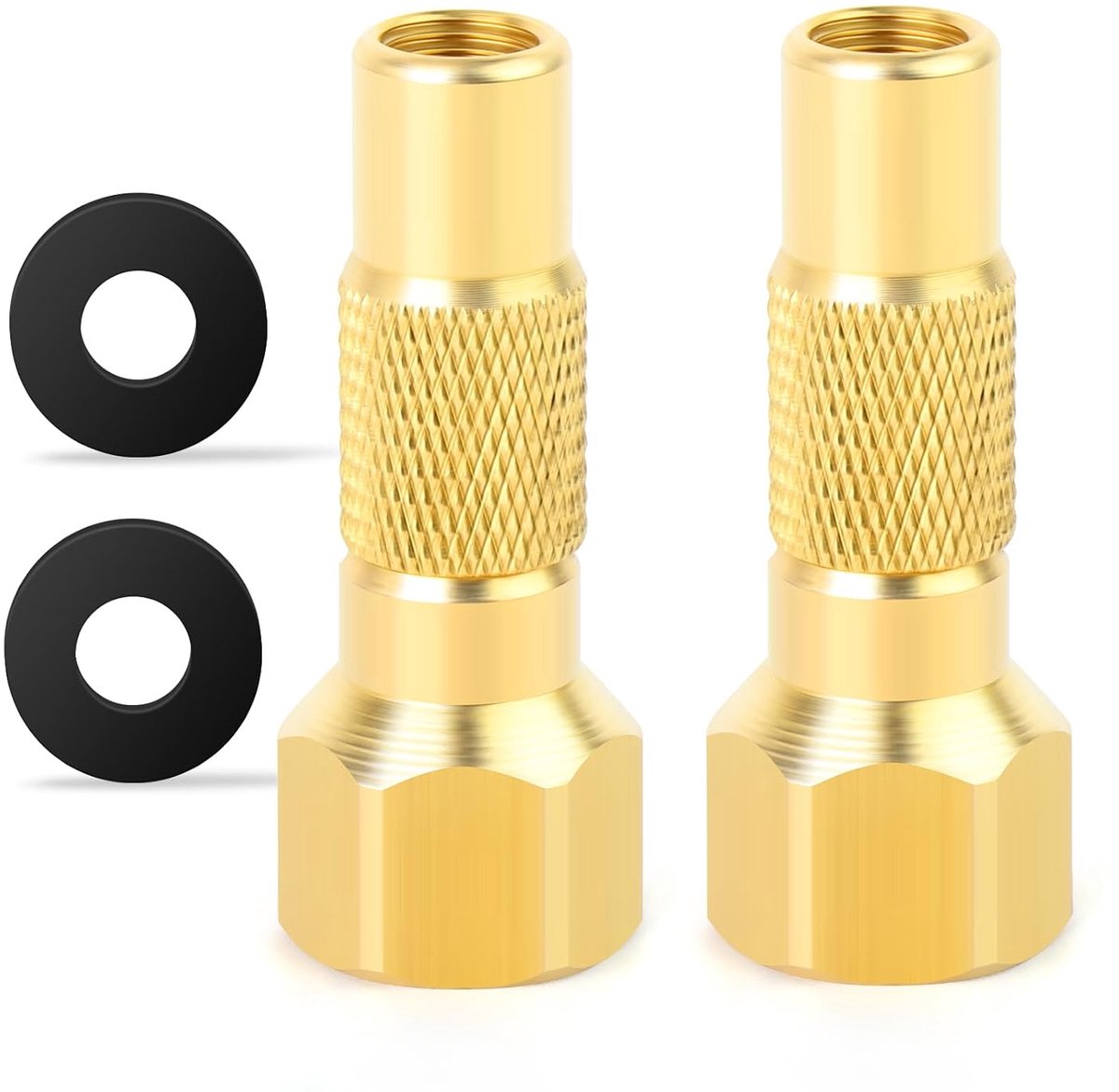 SnelShoppen - Heavy Duty 1/4" FBSP Verstelbare Messing Ventiel voor Bandenpomp - Universele Schroefventielen - 2 Stuks - Ideaal voor Auto, Fiets en Co