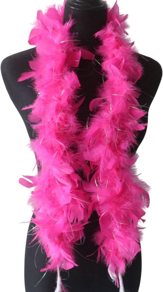 Elegante Veren Boa voor Kostuums - 120 cm Lange Sjaal voor Charleston, Flapper en Carnaval Feestjes (Rood Roze + Kleurrijke Zijde)