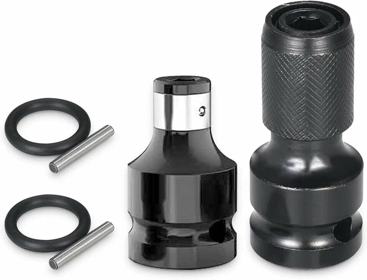 Multifunctionele 1/2 naar 1/4 inch bit adapter en bit houder, hoogwaardig carbon staal, eenvoudig te installeren, set van 2