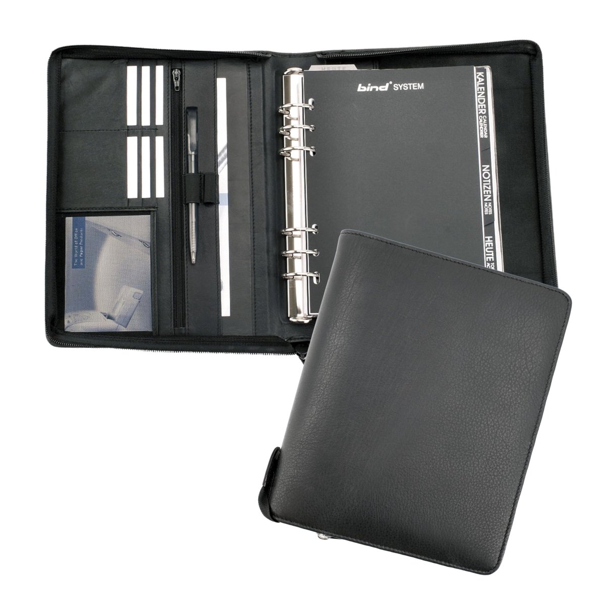 SnelShoppen - Bind Systeemplanner A5 met Kalender 1 Week = 2 Pagina's, Agenda, Managerplanner, Nappaleder, Zwart, Perfect voor Professioneel Gebruik e