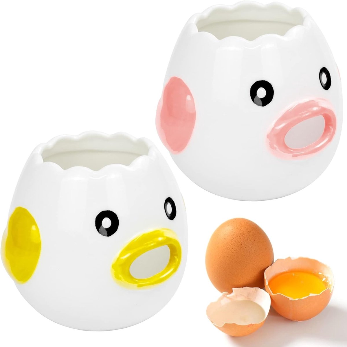 Eierseparator Set van 2 - Keramische eierseparator voor het scheiden van eiwitten en dooiers - Handige keukenhulpmiddelen voor bakken en koken