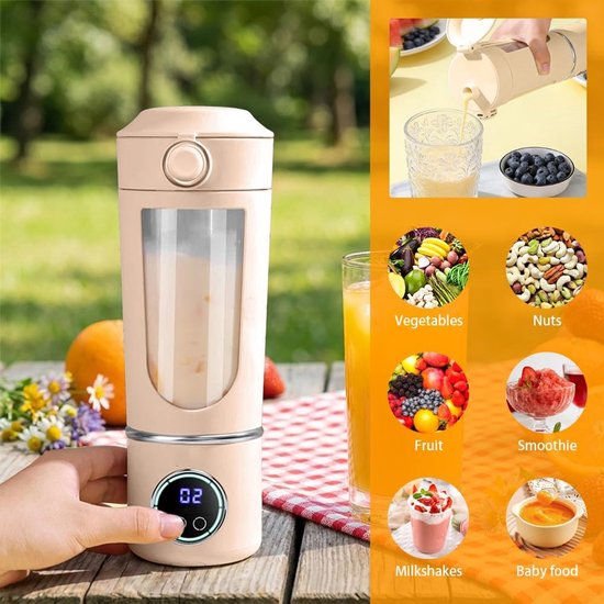 Draagbare Blender - Mixer To Go - Smoothies Maken - 12 Roestvrijstalen Messen - 700 ml - Beige — afbeelding 5