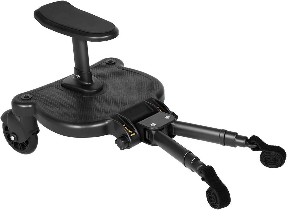 Meerijdplank Kinderwagen - Treeplank Buggy - Gezamenlijk Reizen - Zitje Verstelbaar - Max 25 kg - Zwart
