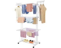 Droogrek Toren - Wasdroger met wielen - Kleding Drogen - 4 verdiepingen met haken