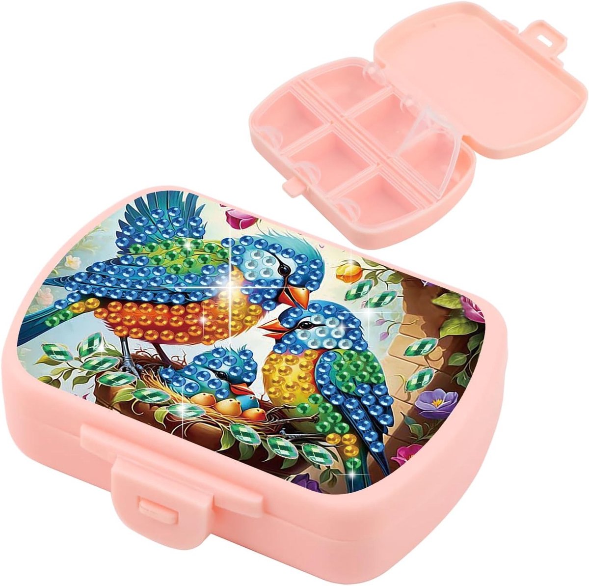 Diamond Painting Pillendoos met 6 Vakken - Handige Medicijnbox voor Reizen en Dagelijks Gebruik, Perfecte Organizer voor Pillen en Supplementen