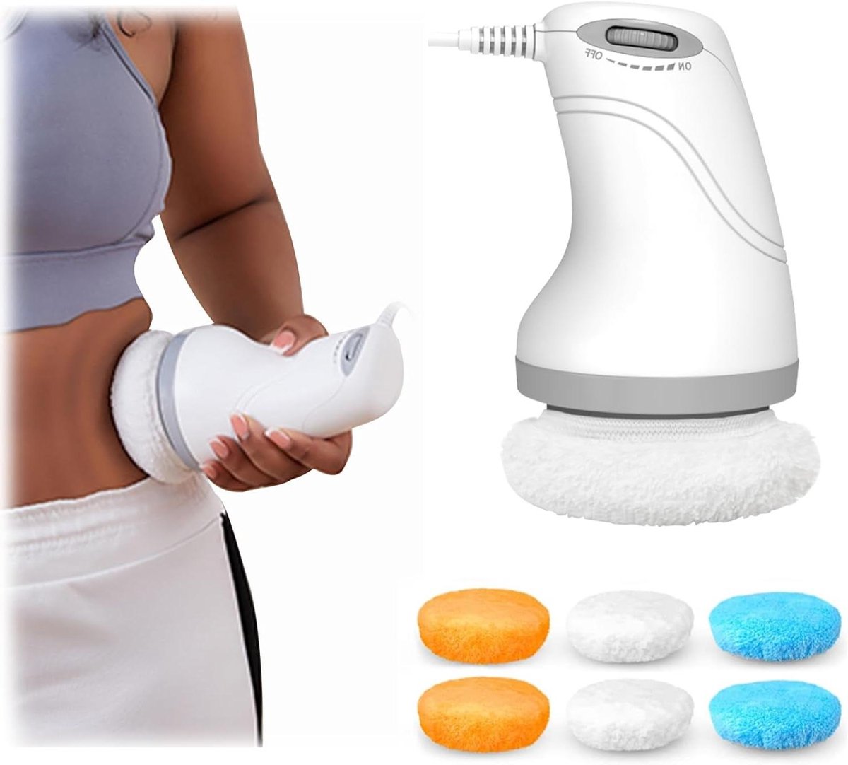 Cellulitis Massageapparaat - Huidversteviger Lichaam - Huid Glad Maken - 6 Wasbare Pads - 15x10x10 cm - Wit
