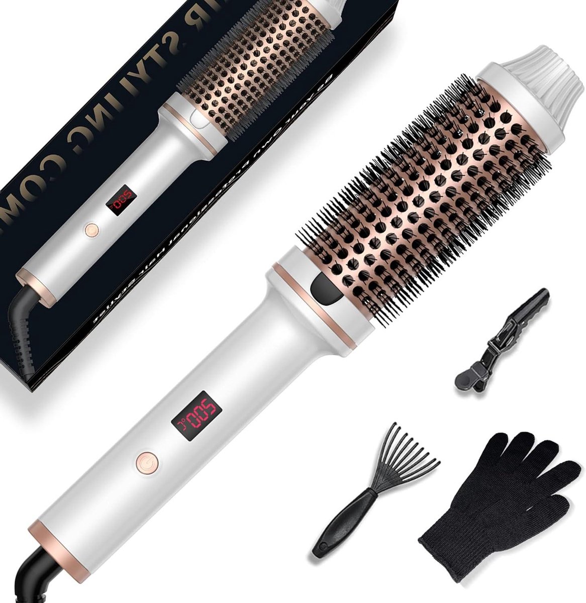 Thermische borstel - 3-in-1 styler - Haar stylen - Ionentechnologie - 38 mm - Zwart
