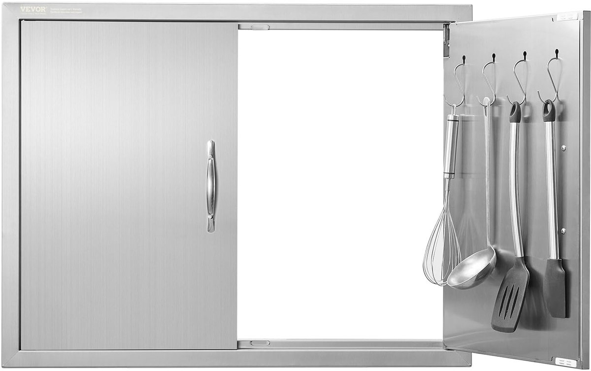 SnelShoppen - Dubbele Outdoor Keuken Deur 31W x 24H Inch, RVS Inbouw Mount, Muurmontage voor BBQ Eiland, Grilling Station, Buiten Kast, Tuinaccessoire