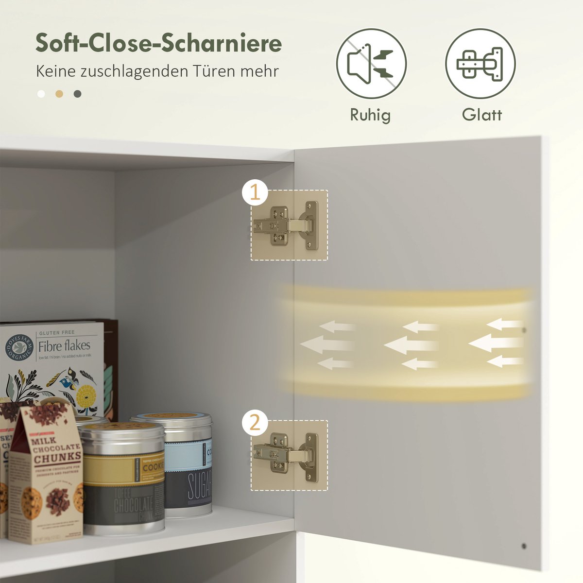 Keukenskast, voorraadkast voor keuken, woonkamer, eetkamer, kasten, planken, magnetronplank, spaanplaat, wit — cadeau in Cadeau-ideeën - foto 7