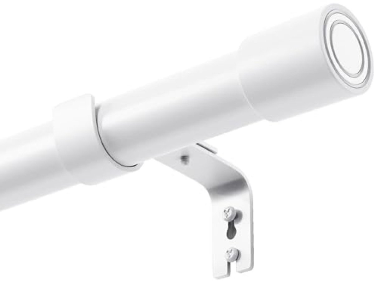 Uitschuifbare gordijnroede wit 62-168 cm - telescopische deurgordijnstang met beugels - Huis Geluk