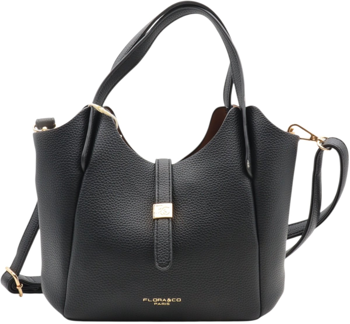 Flora & Co - dames handtas - lange draagriem - fashion - zwart