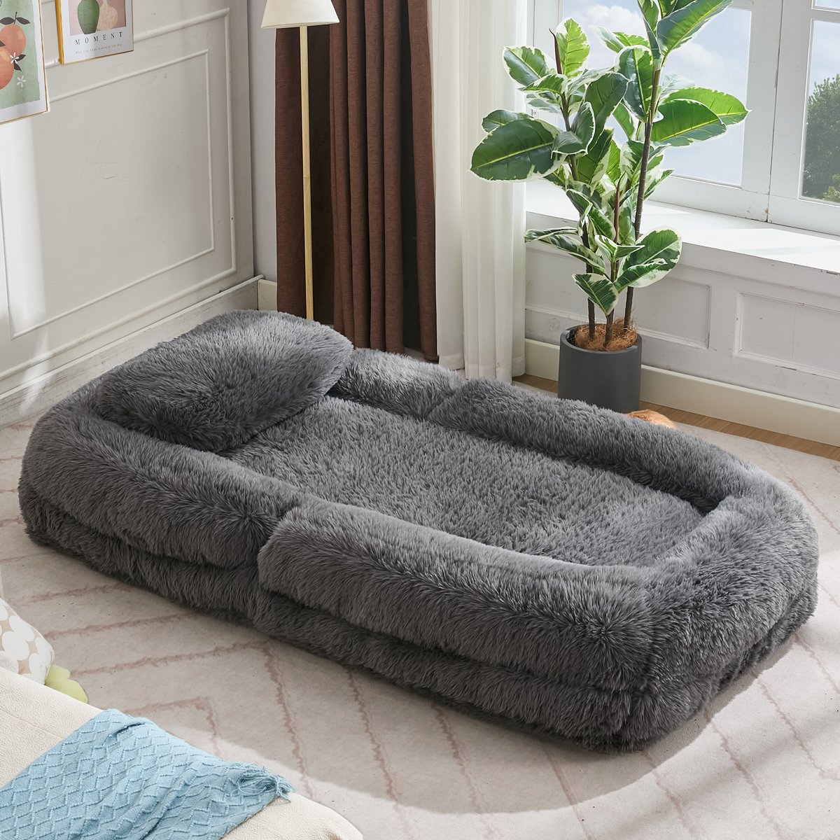 Welltin Zitzakstoel - Bean Bag - luie bank, in 5 standen verstelbare gamingstoel voor op de vloer, woonkamer, geschikt voor gamen, meditatie en ontspanning, pluche stof - Zwart