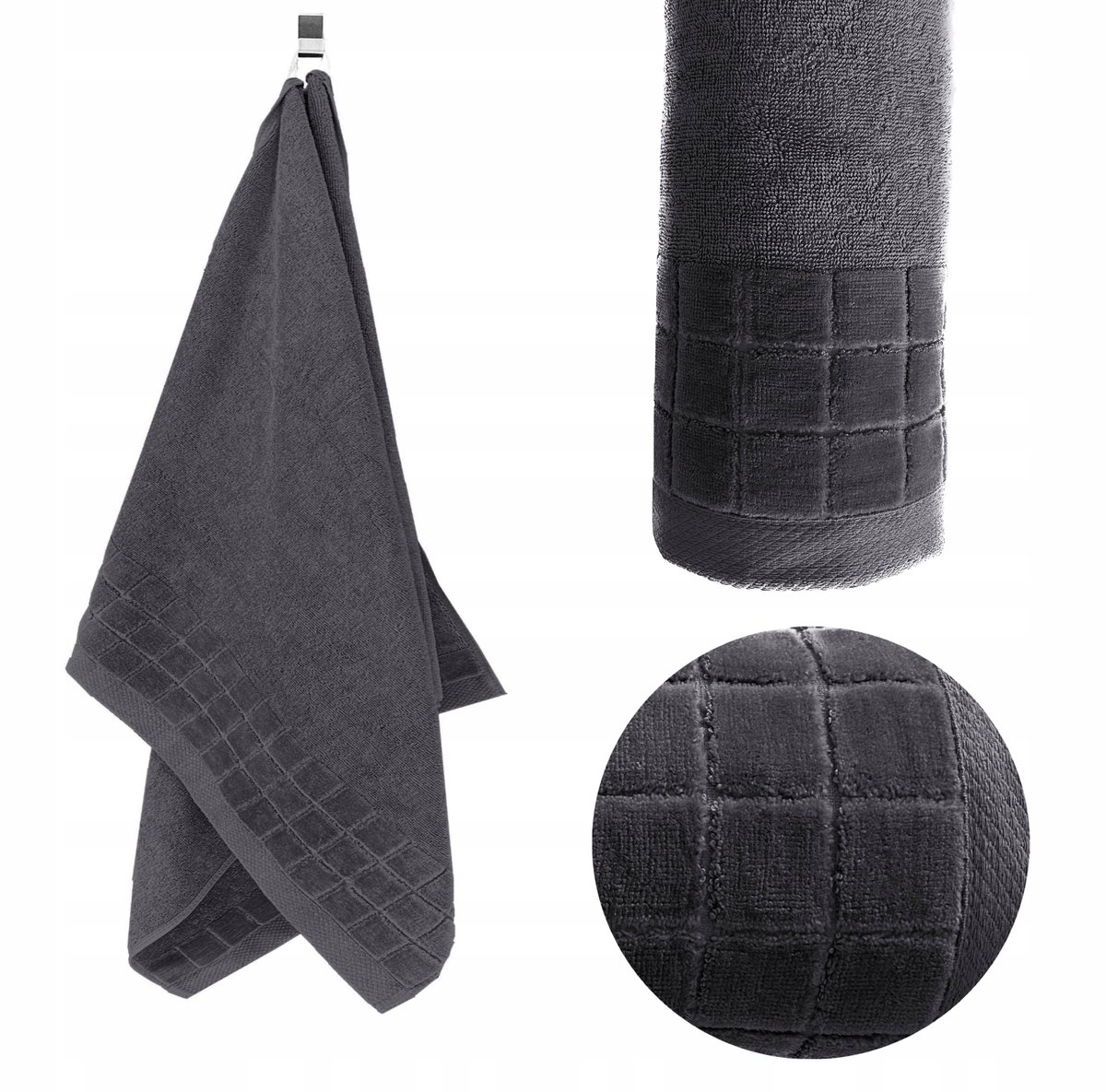 KONEY - Badhanddoek - Larisa - 50 x 100 cm - Grafiet - 500 g/m²