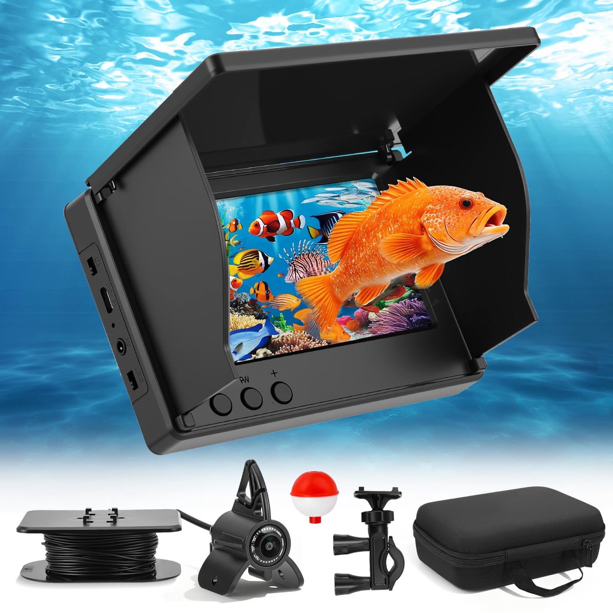 SnelShoppen - Onderwatercamera voor Vissen - Visvinder met 4,3 Inch IPS-Scherm, 30 m Kabel, Nachtzicht Infrarood, Groothoek, IP65 Waterdicht - Ideaal