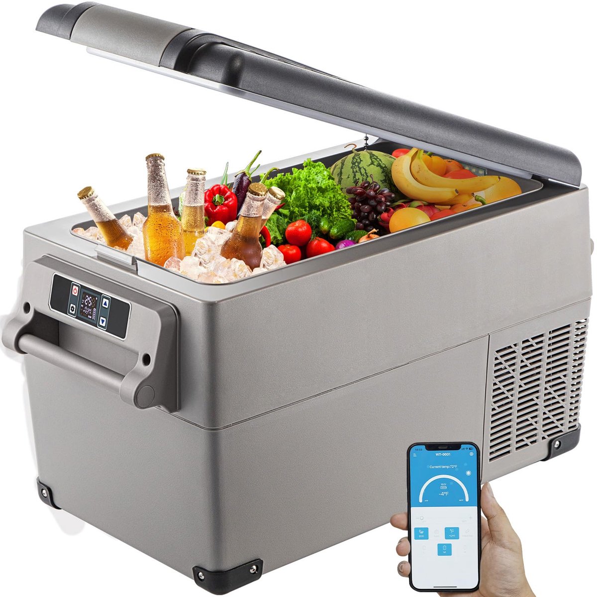 SnelShoppen - Draagbare Thermo-elektrische Koelbox 35L - Mini Koelkast voor Auto en Reizen - LCD-display - Ideaal voor Dranken, Camping, Feest en Tuin