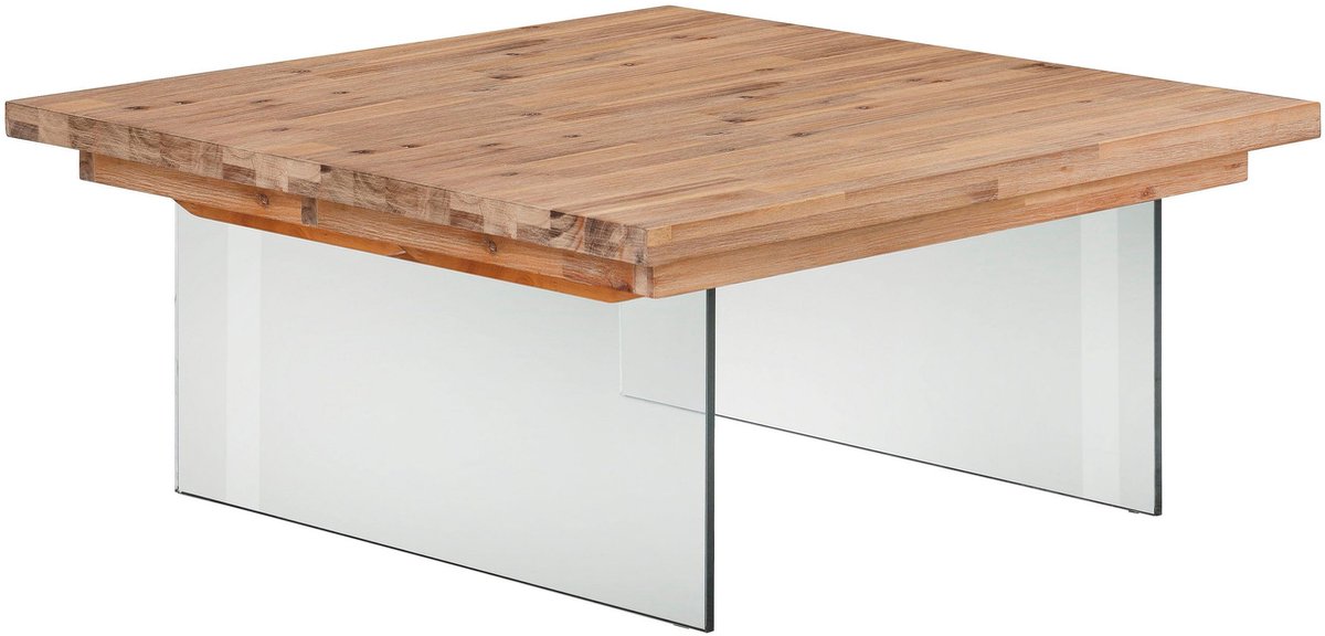 Salontafel 90 cm van acaciahout en glas