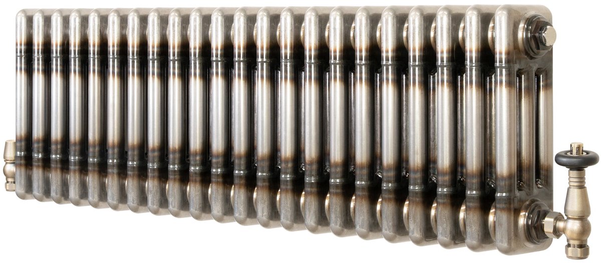 Kolomradiator - 3-kolom 300x1010 mm - ruw metaal - incl. kraan