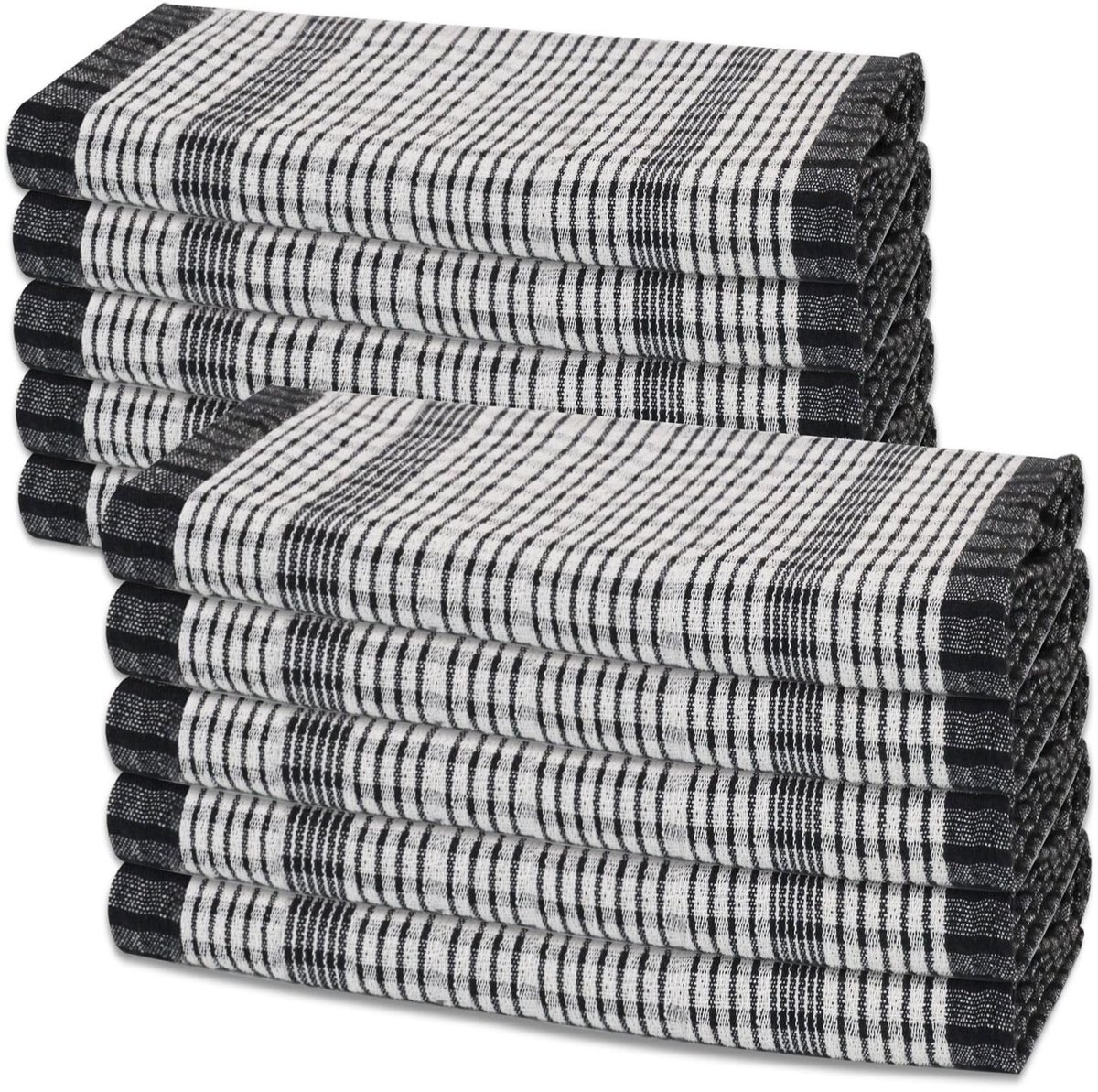 SnelShoppen - Set van 10 theedoeken - 100% Katoen - Super Absorberend - Machinewasbaar - Keukenhanddoeken 45 x 70 cm - Ideaal Voor Koken, Bakken, Afve