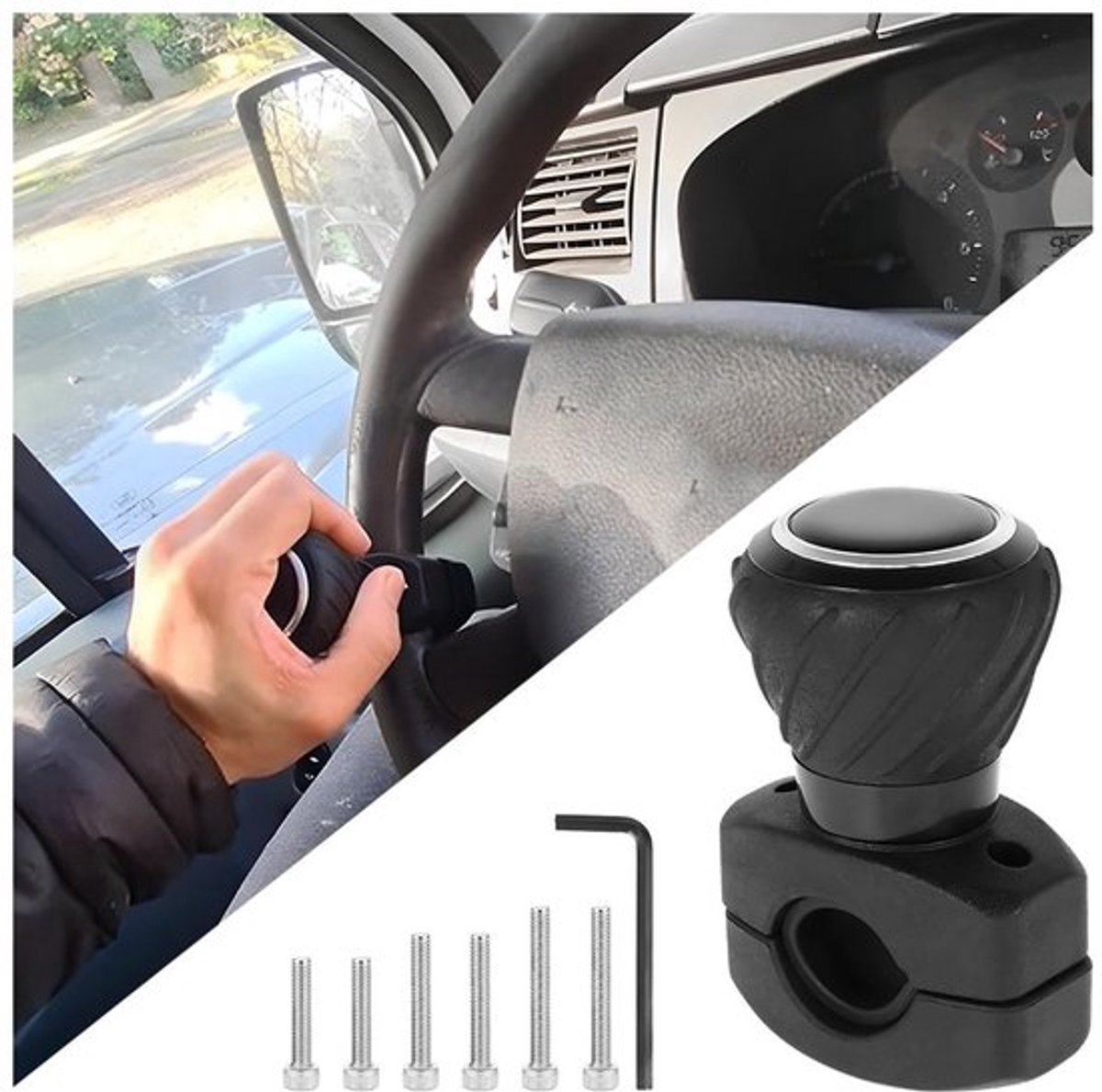 Stuurwielknop Universeel - Draaiknop - Stuurhulp - Auto/Tractor - Grasmaaier - ABS/IJzer - 360 Graden Beweging