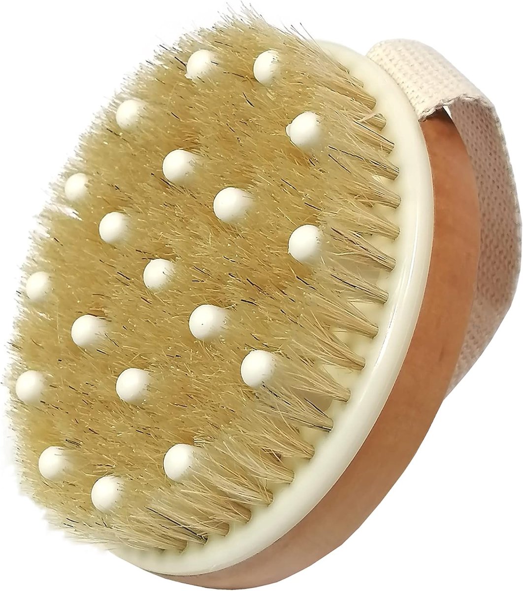 SnelShoppen - Dry Body Brush - Natuurlijke Badborstel voor Lymfedrainage, Peeling, Bloedcirculatie, Verwijdert Dode Huidcellen, Toxines en Cellulite