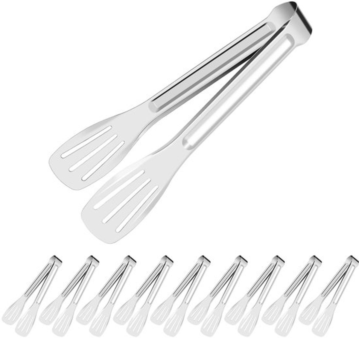 Keukentang, gebaktang, 7 kooktang, roestvrij staal, buffetang, krabtang voor pasta, salade, BBQ, cake, thuisfeest (17,8 cm)