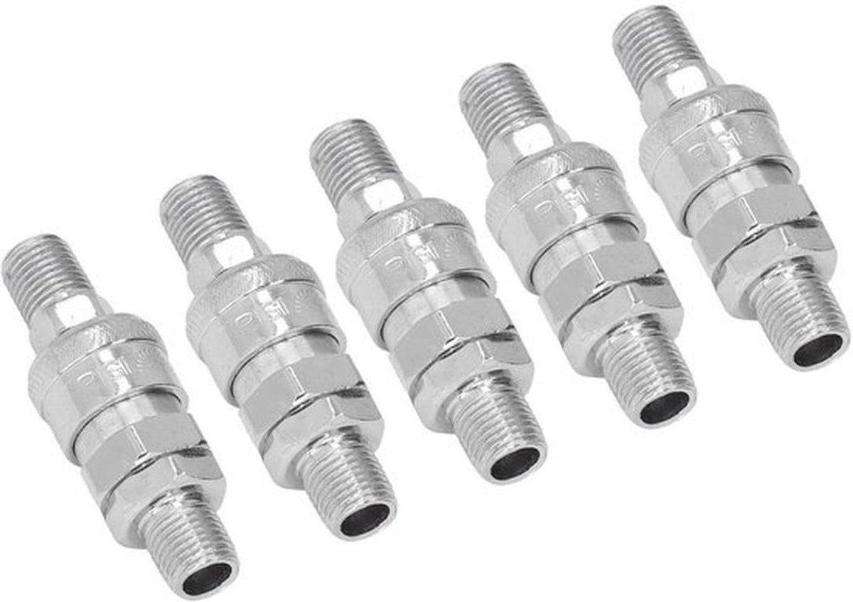 Luchtkoppeling 1/4 - 5 Sets - Luchtsnelkoppeling - Roestvrij Stalen Fittingen - Verguld - Koppeling/Plugset - Luchtfitting
