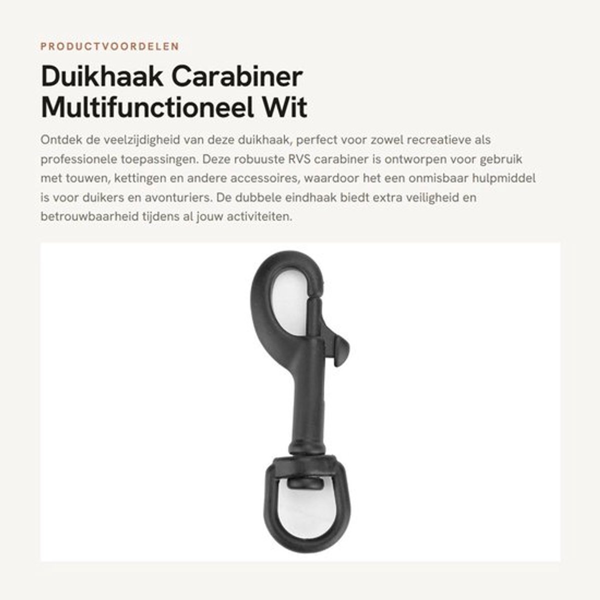 Duikhaak RVS - Karabijnhaak met Schroefsluiting - Musketonhaak - Multifunctioneel - Onderwatergebruik - Duurzaam Materiaal