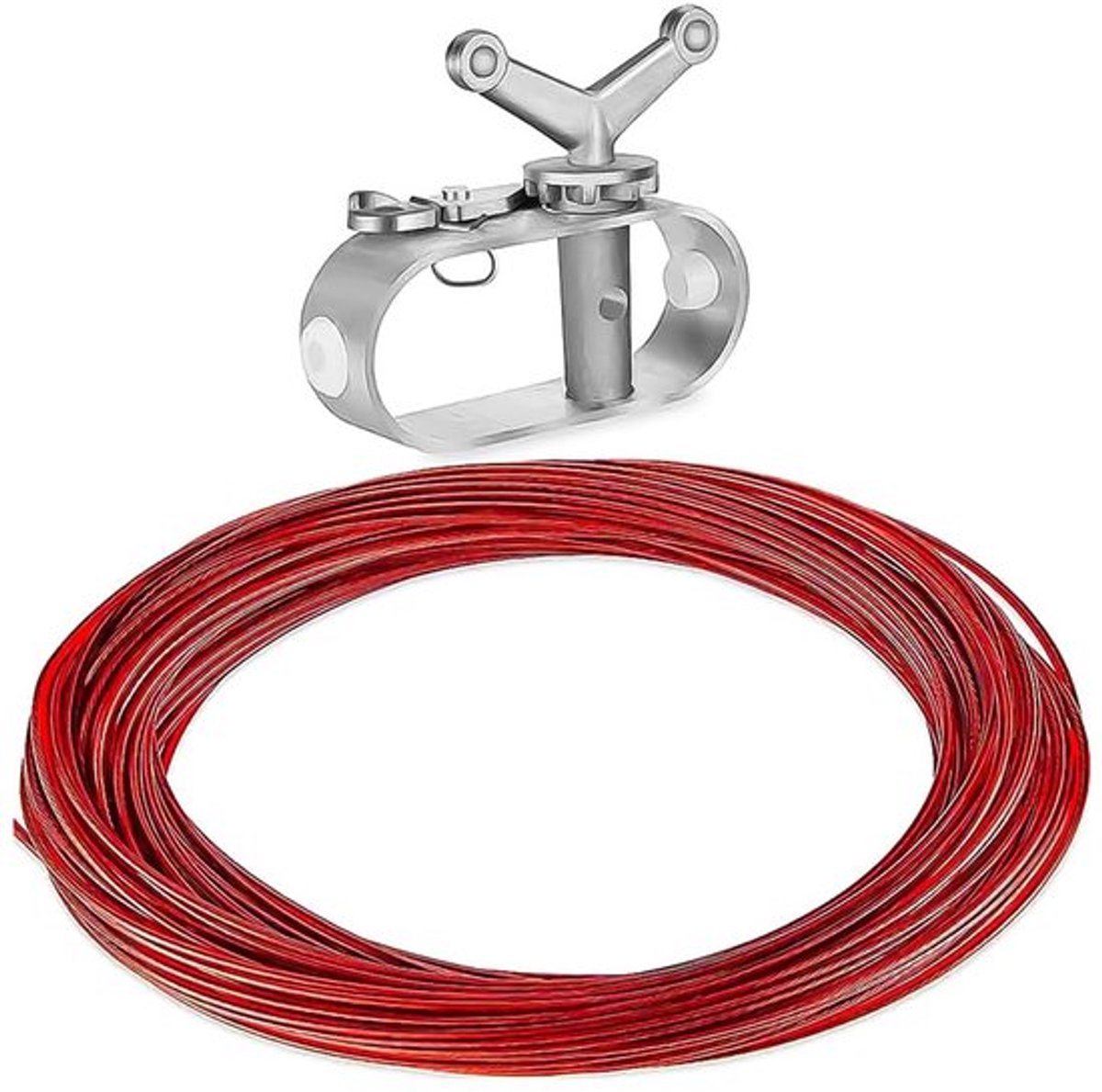 Zwembadafdekking Kabel- en Lierset 100ft - Draad/Ratelset - Kabelspanner - Voor Bovengrondse Zwembaden - Aluminium/Roestvrij Staal - Duurzaam Ontwerp - Zwembadaccessoires