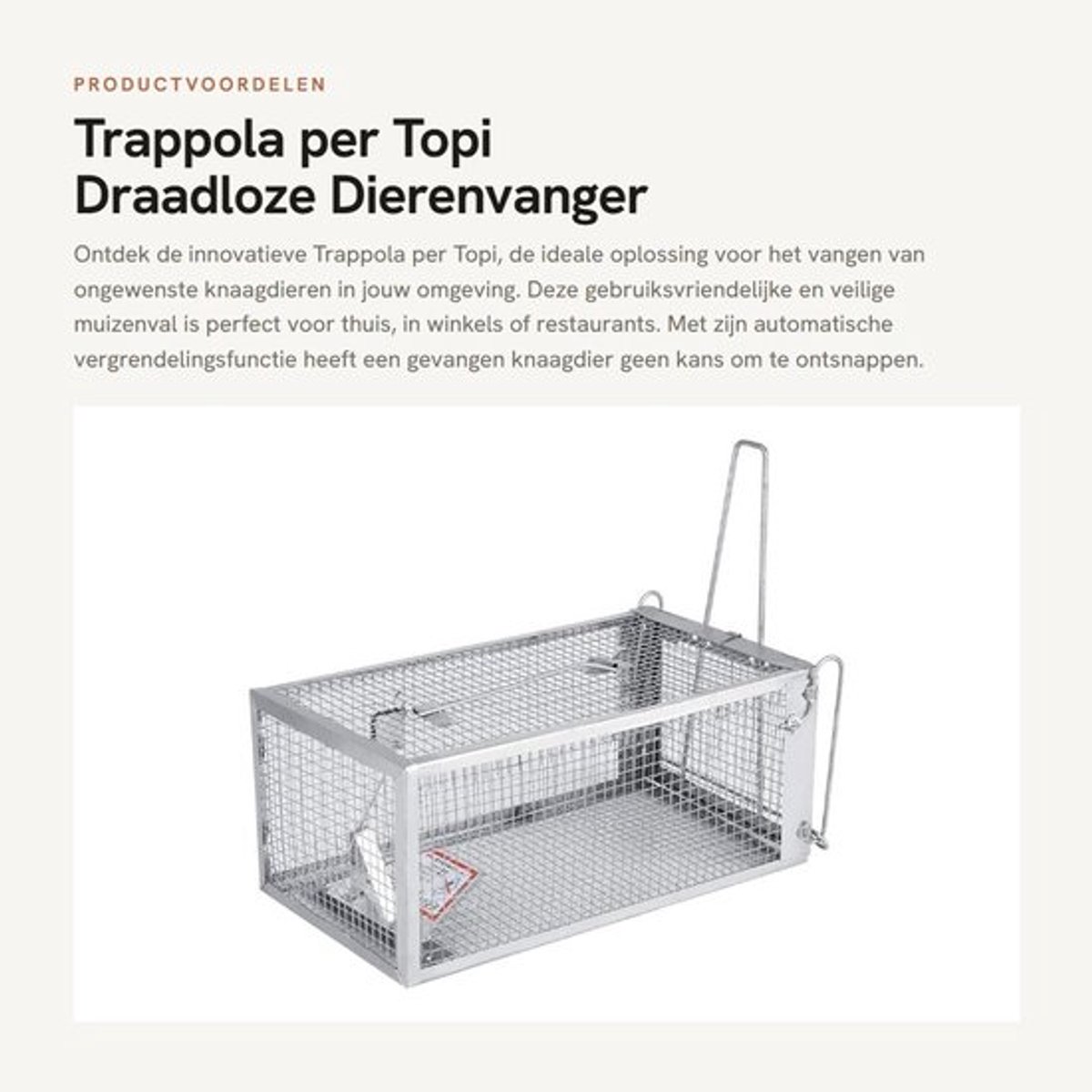 Trappola per Topi - Draadloze Dierenvanger - Veilig en Herbruikbaar - Zilver - Rodentenvanger - Ideaal voor Huis en Horeca - Compact Ontwerp