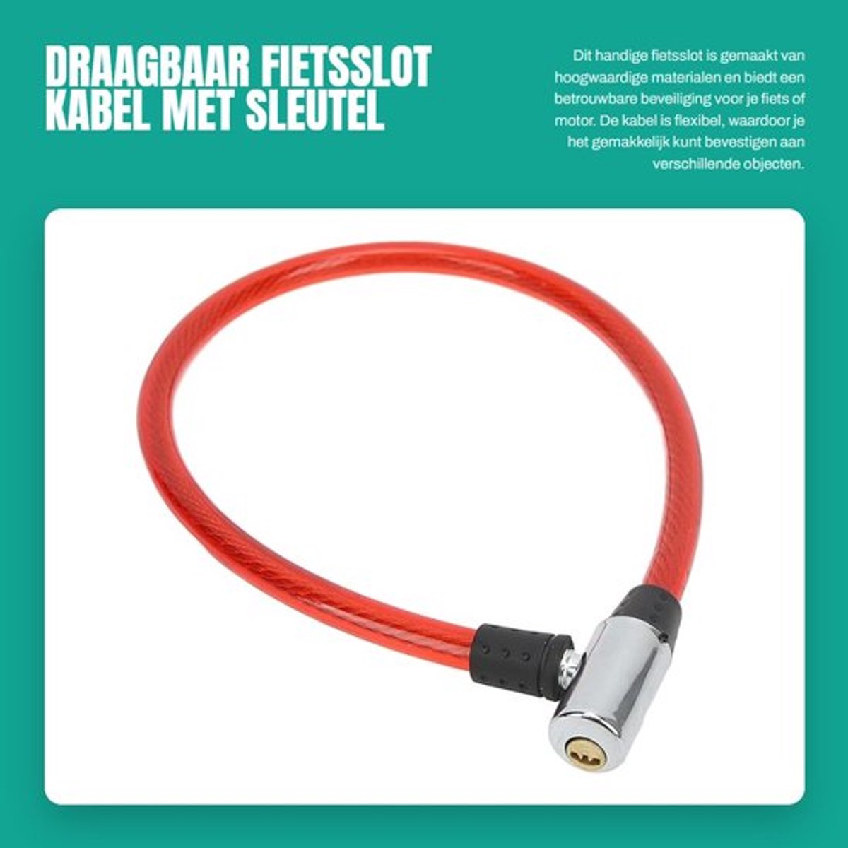 Fietsslot Kabel - Draagbaar Fietsslot - Beveiliging Fiets/Motorfiets - Roestvrij Staal - 2 Sleutels - Eenvoudige Bediening - Beveiligingsslot