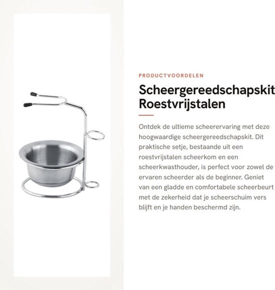 Scheergereedschapskit Hoogwaardig Roestvrij Staal - Scheerkom - Scheerstandaard - Scheerkwasthouder - Scheerzeep - Handig voor Opbergen - Scheerset