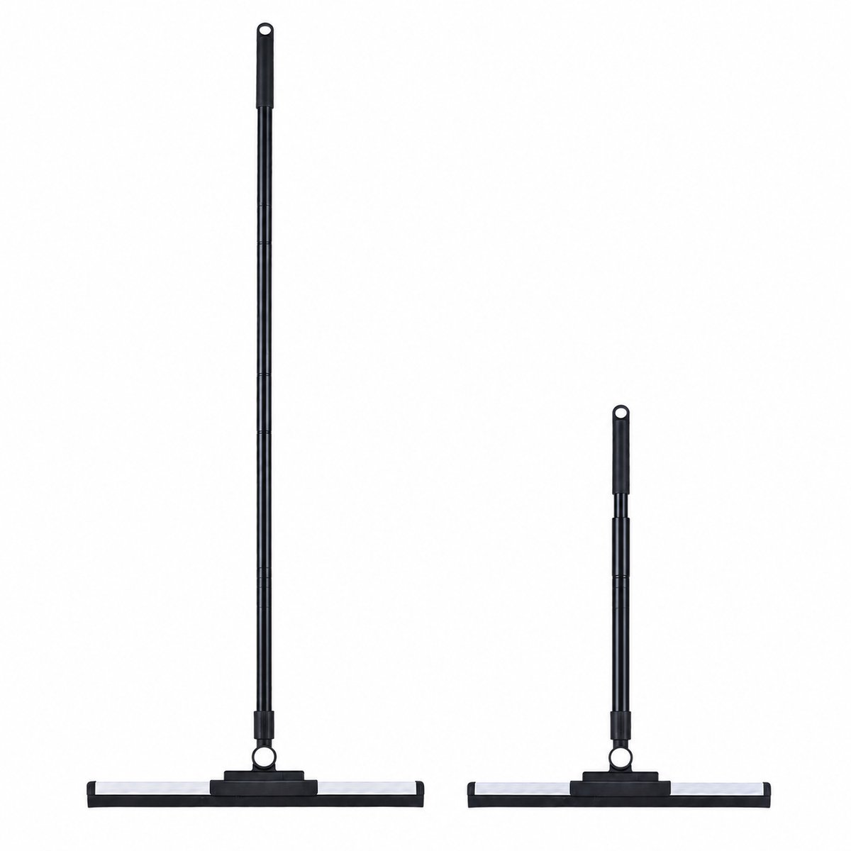 Vloertrekker – Vloerwisser met Verstelbare Steel tot 130 cm - voor badkamer, douche, vloer - telescopisch – 36 cm breed – 180° Draaibare Kop – Rubberen Wisser – Zwart