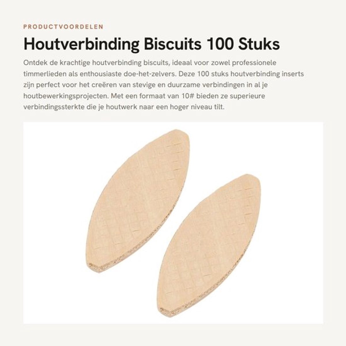 Houtverbinding Biscuits 100 Stuks - Beuken - Verbindingssterkte - Lijmhechting - Stabiliteit Werkstuk - Opties 0#/10#/20# - Verbinding Biscuits