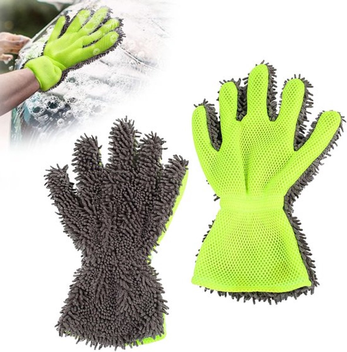 2 Stuks Auto-Washandjes met Elastische Riem - Microvezel