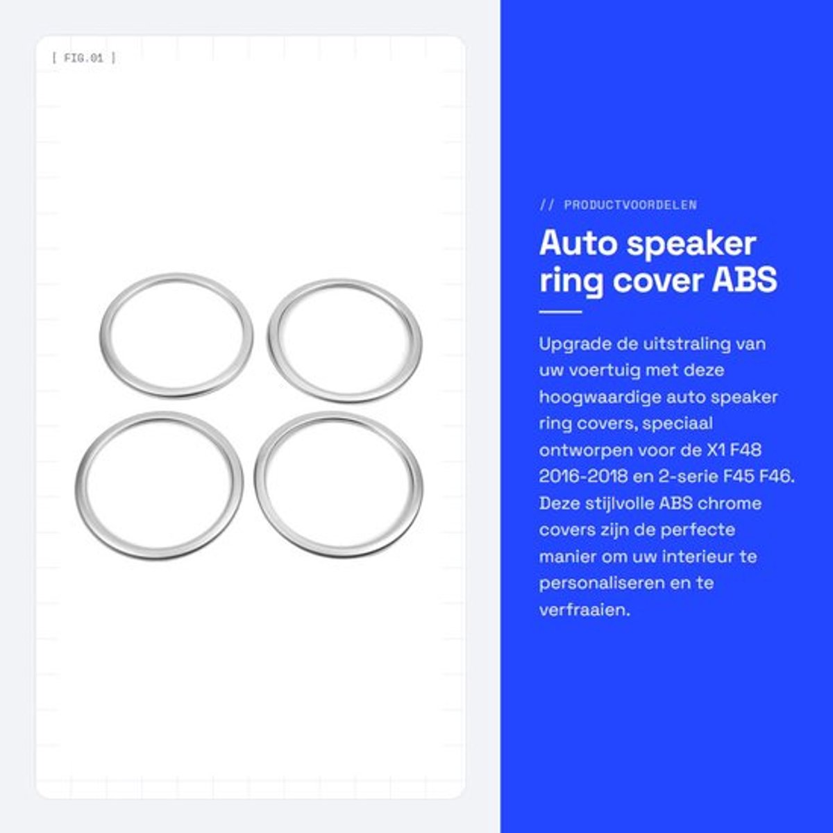 Auto speaker ring cover - ABS chrome - Eenvoudige montage - Geschikt voor X1 F48 2016-2018 - Persoonlijke stijl - Perfecte pasvorm