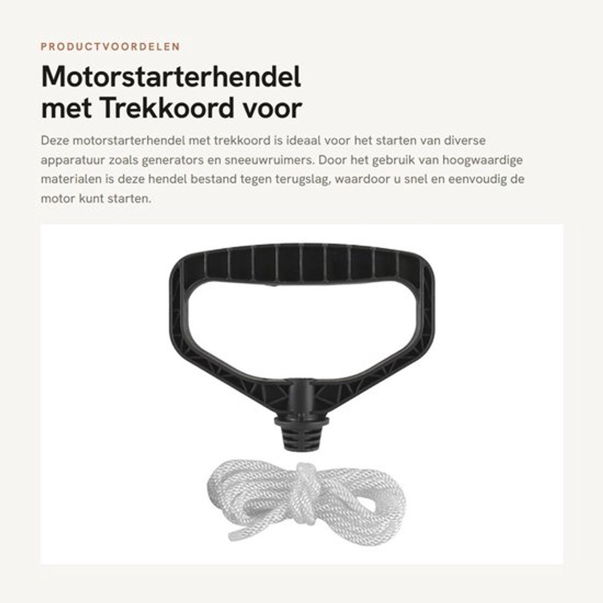 Motorstarterhendel met Trekkoord voor Diverse Apparatuur