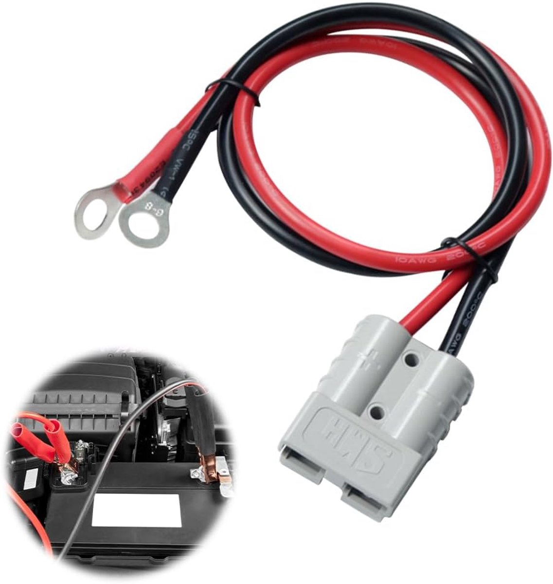 Accconnector 50A 600V - Snelle aansluiting met 50cm 10 AWG koperdraad - Hoogwaardige silicone isolatie - SnelShoppen