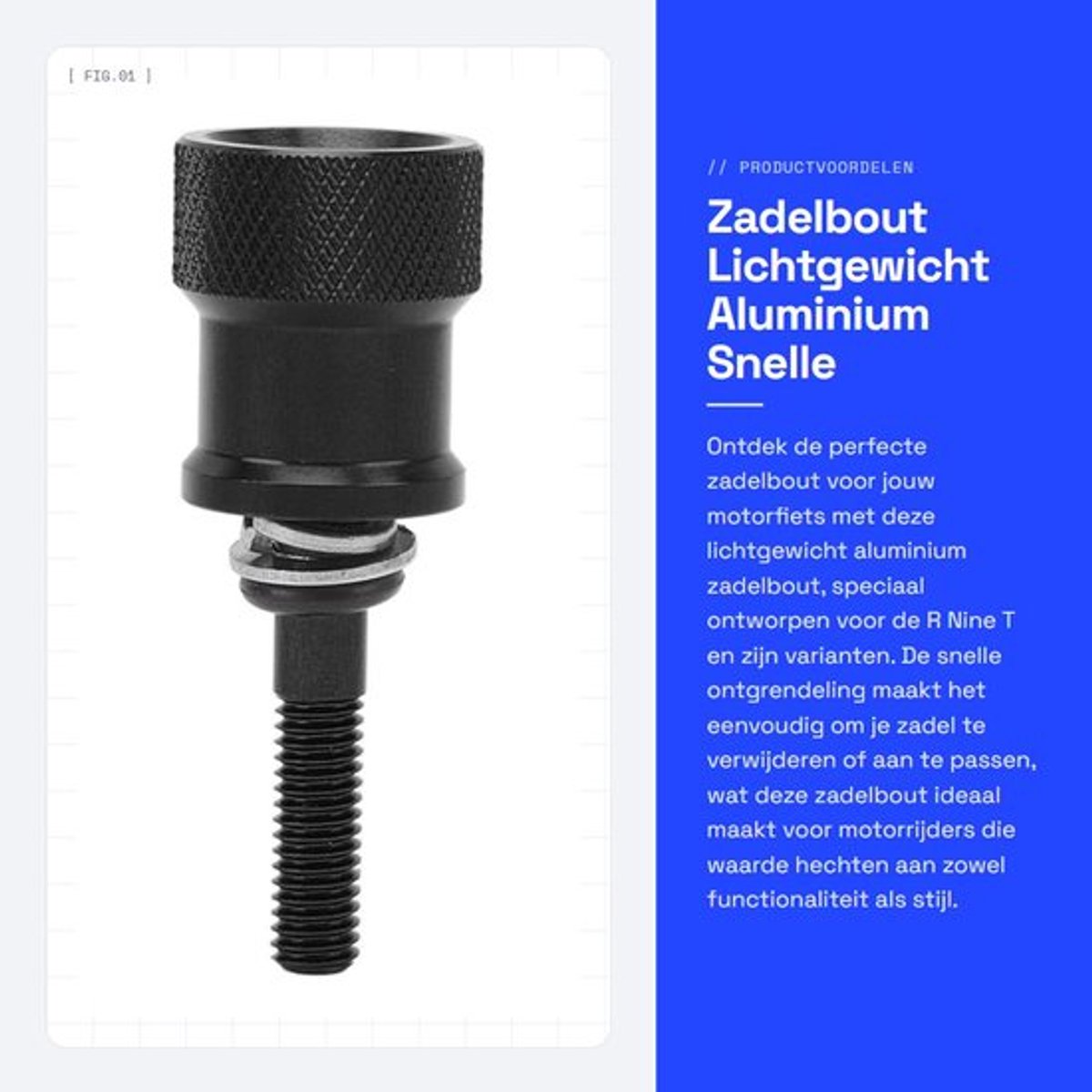 Zadelbout Lichtgewicht Aluminium - Snelle Ontgrendeling - Geschikt voor R Nine T - Hoge Hardheid - Eenvoudige Installatie - Verbeterde Veiligheid - Motorzadelbout