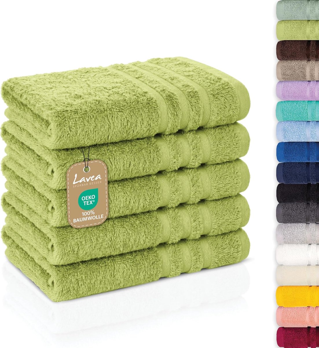 Lavea® Set van 5 Handdoeken 30×50 cm – 100% Katoen – Zacht & Absorberend – Gastendoekje – Voor Badkamer, Hotel & Spa - ShopVlot
