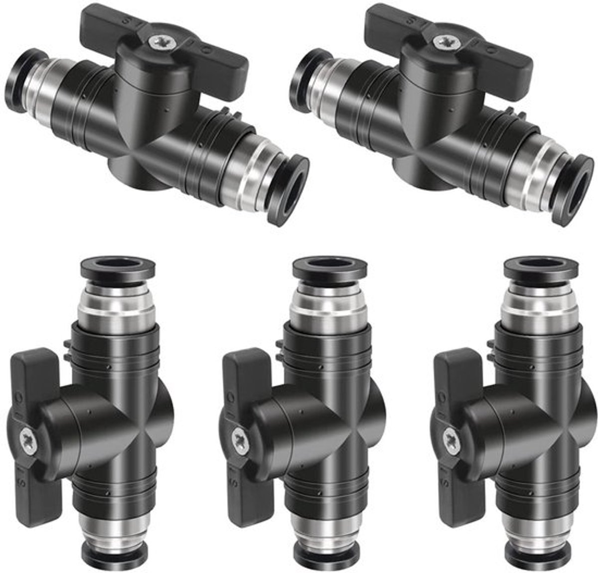 Pneumatische Connectoren 8 mm - 5 Stuks - Perslucht Afsluitkraan - Ronde Lijn Slang - Directe Kop - Duurzaam Materiaal - Snelkoppeling