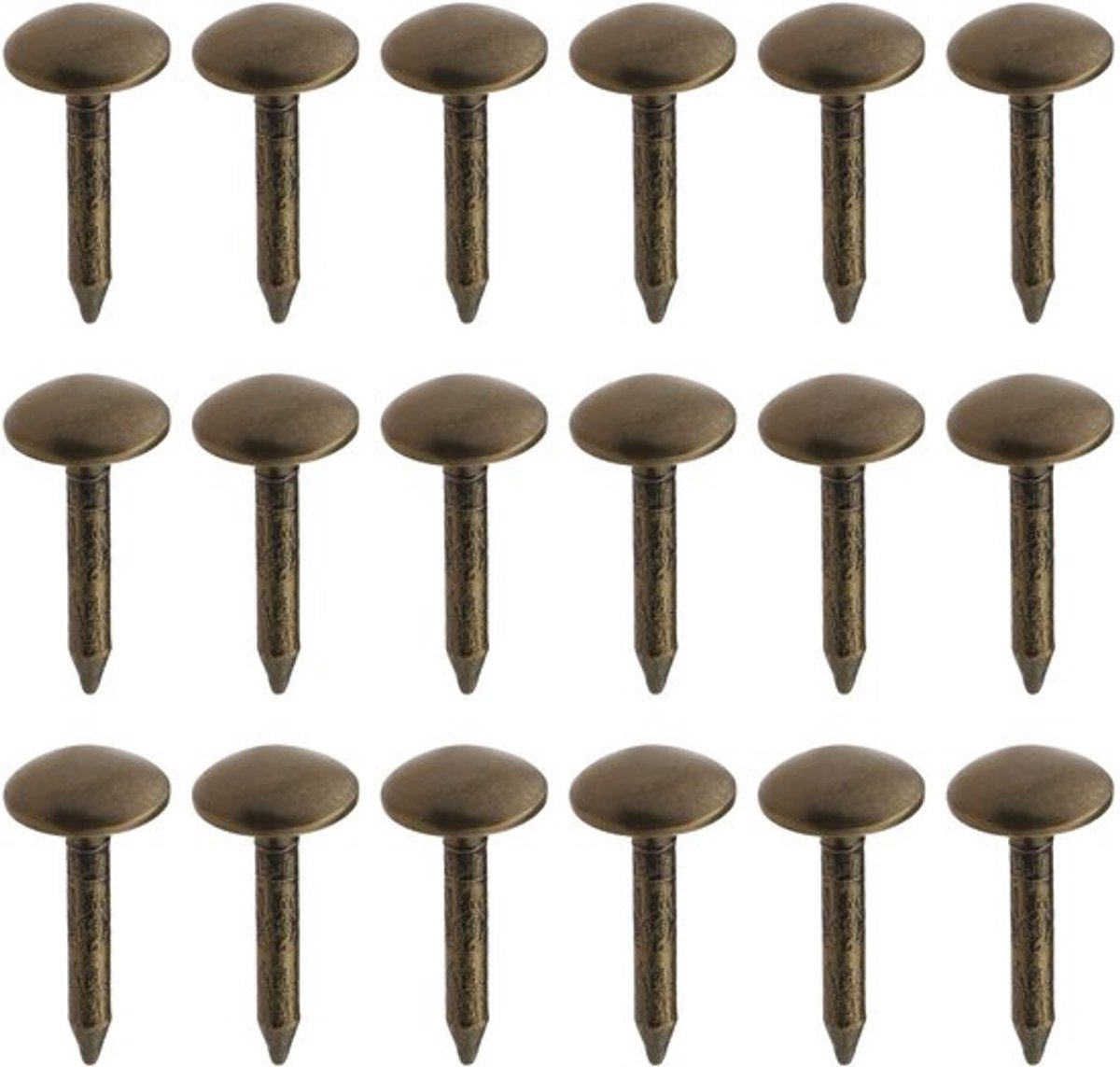 Meubelspijkers 200 Stuks - Ronde Koepelvormige Hoofd - Antiek Messing - Bevestigingsmiddelen - Dikker Metaal - 6x12mm - Klinknagels