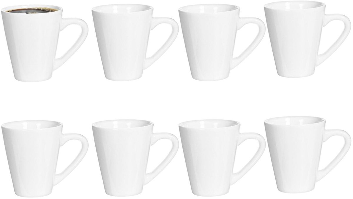 Alessandro Koffie / thee mok Verona - 8x stuks - ivoor wit - 300 ml - mokken - keramiek