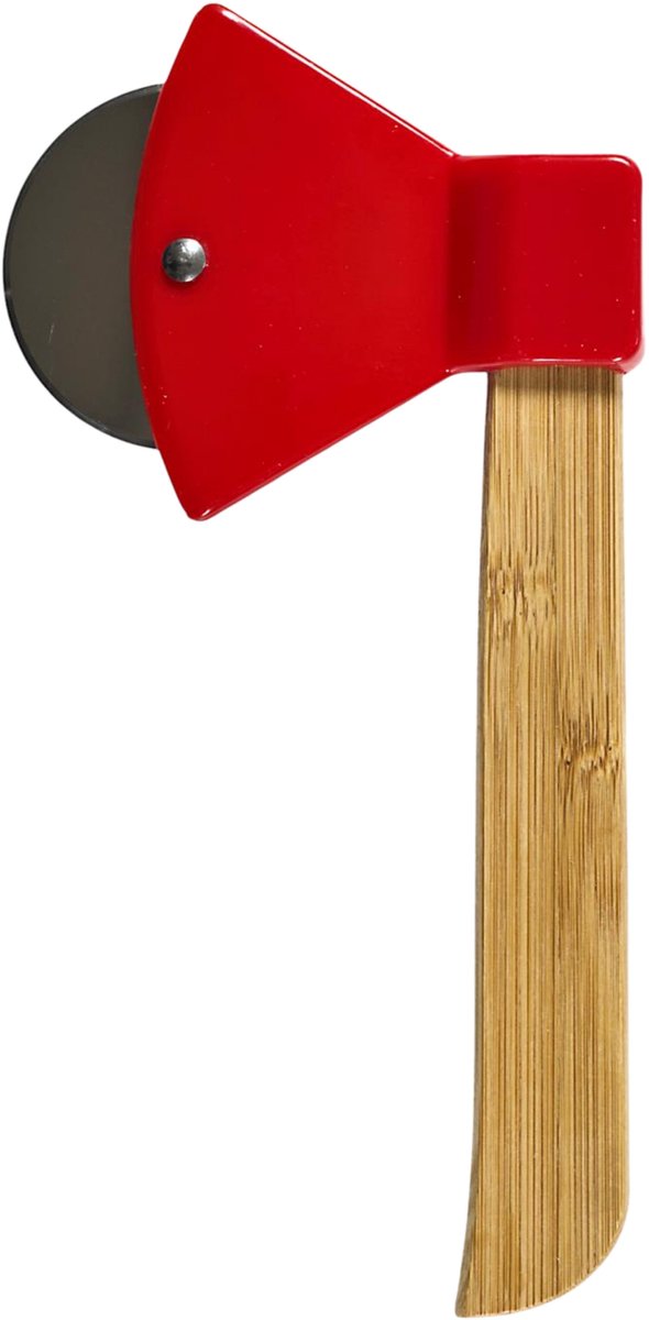 Cook Concept Pizza snijder / roller Bijl - RVS wiel - houten handvat - 21 cm
